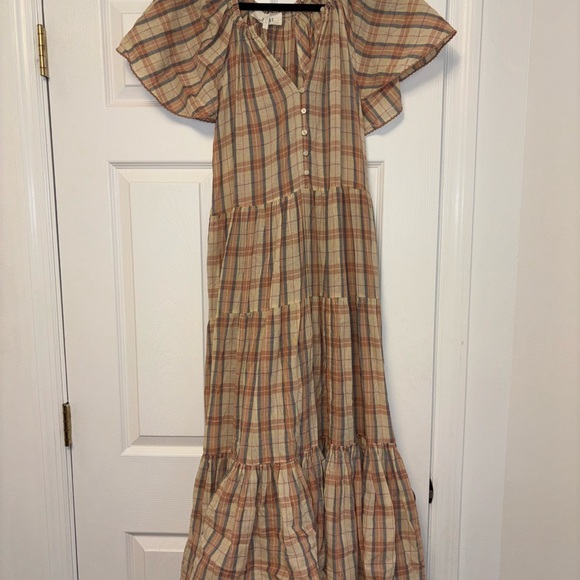THE GREAT. Iris dress in washed rose plaid Medium - Picture 15 of 15
